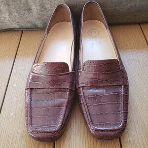 EUC ROCKPORT Vintage Purple Leather Croc Embossed Classic Penny Loafers (9)